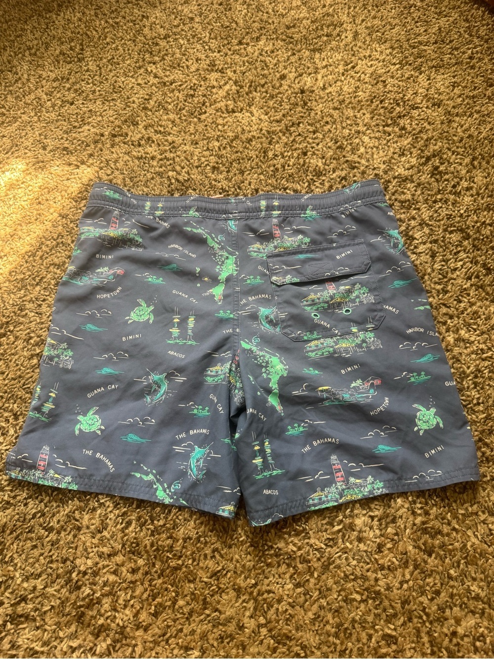Nautical Print vineyard vines Swim Trunks in Navy with Green Accents - Picture 2 of 3